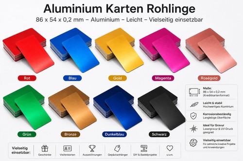 50x aluminium visitenkarten - aluminium,