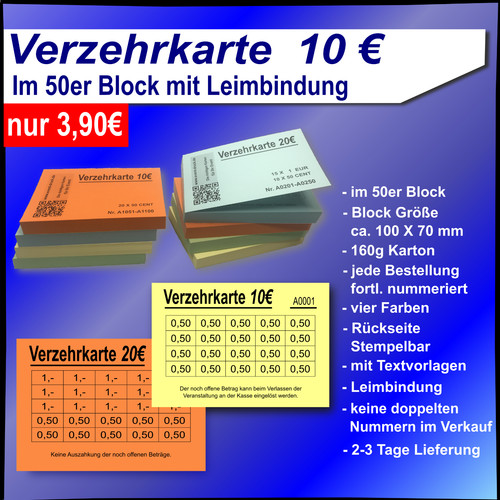 Verzehrkarten wertkarten - wertkarten, 10